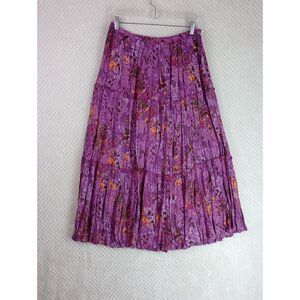 VTG Only Necessities Women's Large Fresh Violet Pleated Floral Broomstick Skirt
